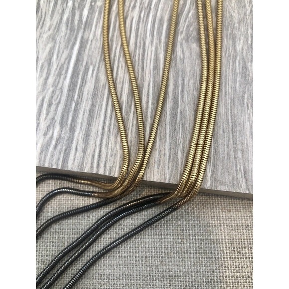 SILPADA ‘CASCADING COLOR-BLOCK’ 36 Inch 2-TONED BRASS/BLACK NECKLACE KRN0009 NWT - Picture 2 of 7